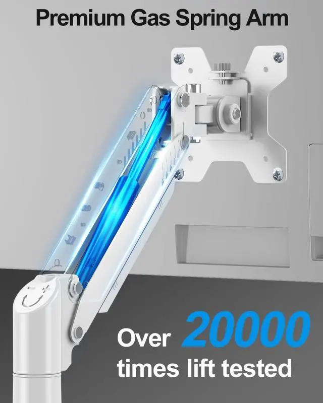 Alt view image 6 of 7 - Single Monitor Arm Fits up to 32 Inch, Desk Mount Holds 4.4-19.8lbs Computer Screen, Full Motion Gas Spring, VESA Mount 75x75, 100x100, Freelift