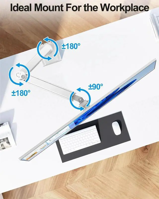 Alt view image 4 of 7 - Single Monitor Arm Fits up to 32 Inch, Desk Mount Holds 4.4-19.8lbs Computer Screen, Full Motion Gas Spring, VESA Mount 75x75, 100x100, Freelift