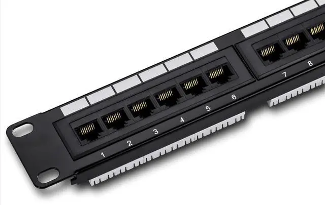 Main image of 24-Port Cat6 Unshielded Patch Panel, Wallmount or Rackmount, Compatible with Cat3,4,5,5e,6 Cabling, for Ethernet, Black, TC-P24C6 (Pack of 1)