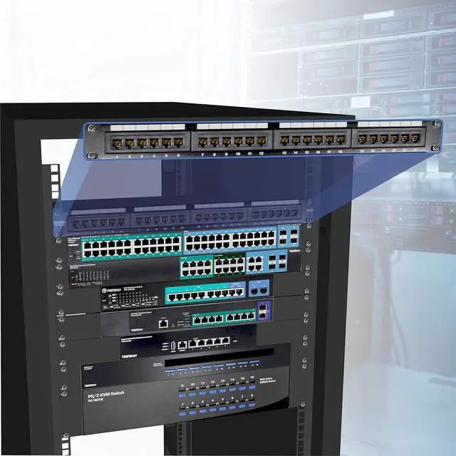 Alt view image 4 of 4 - 24-Port Cat6 Unshielded Patch Panel, Wallmount or Rackmount, Compatible with Cat3,4,5,5e,6 Cabling, for Ethernet, Black, TC-P24C6 (Pack of 1)