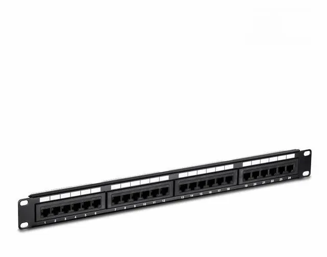 Alt view image 3 of 4 - 24-Port Cat6 Unshielded Patch Panel, Wallmount or Rackmount, Compatible with Cat3,4,5,5e,6 Cabling, for Ethernet, Black, TC-P24C6 (Pack of 1)