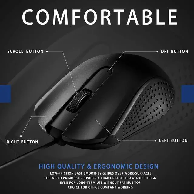 Alt view image 4 of 4 - Bonuci 30 Pcs USB Wired Mouse Computer 3 Button Mice Bulk Corded USB Mouse (Black)