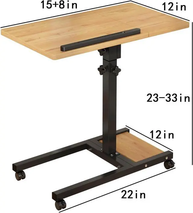 Alt view image 2 of 5 - Mobile Adjustable Height Laptop Stand PC Computer Portable Desk Rolling Table Desk Cart Tiltable with Wheels Casters