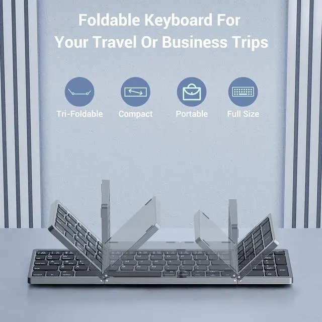 Alt view image 2 of 5 - Foldable Keyboard and Mouse for Laptop, Travel Bluetooth Folding Keyboard Mouse with Portable Case, 2.4G Wireless & Bluetooth