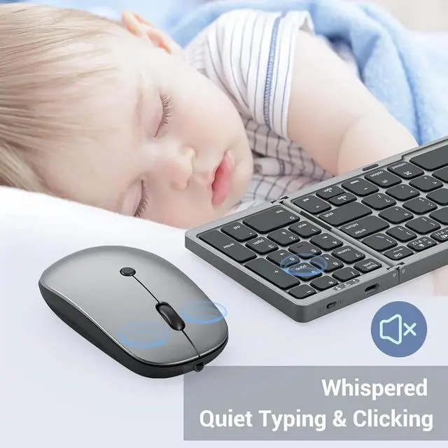 Alt view image 5 of 5 - Foldable Keyboard and Mouse for Laptop, Travel Bluetooth Folding Keyboard Mouse with Portable Case, 2.4G Wireless & Bluetooth