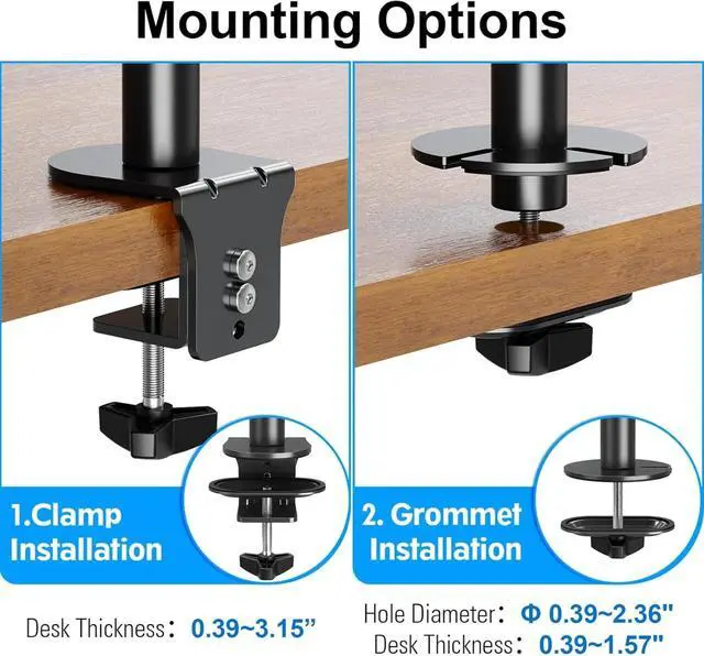 Alt view image 5 of 5 - Stacked Monitor Mount for 2 Screen Max 32 inches, Computer Monitor Arm Holds up to 17.6 lbs Each, Height Adjustable, Swivel