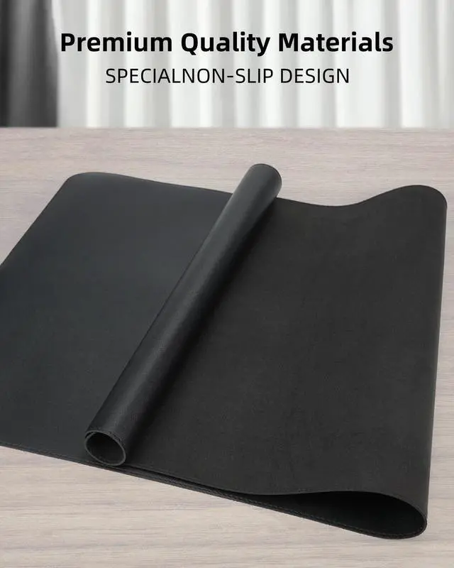 Alt view image 2 of 4 - Large Desk Mat 55"x24" - Premium Non-Slip Desk Pad, Waterproof and Scratch-Resistant Office Desk Protector, for Home and Office(Black)
