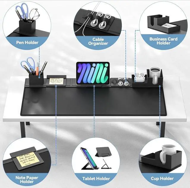 Alt view image 2 of 4 - Desk Pad Mat Set, 6 in 1 Mouse Mat with Magnetic Desktop Storage Accessories DIY Feature for Phone and Tablet Stand/Cup Holde