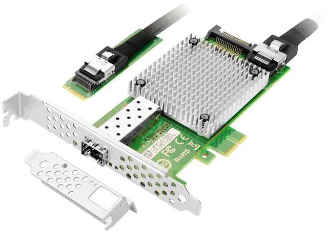 Main image of Single SFP+ Port with Intel 82599 chip, M.2 + M Key + SFF-8087 with 35cm(13.7in) Cable, 10 Gigabit Network Card for Windows, Linux, UEFI