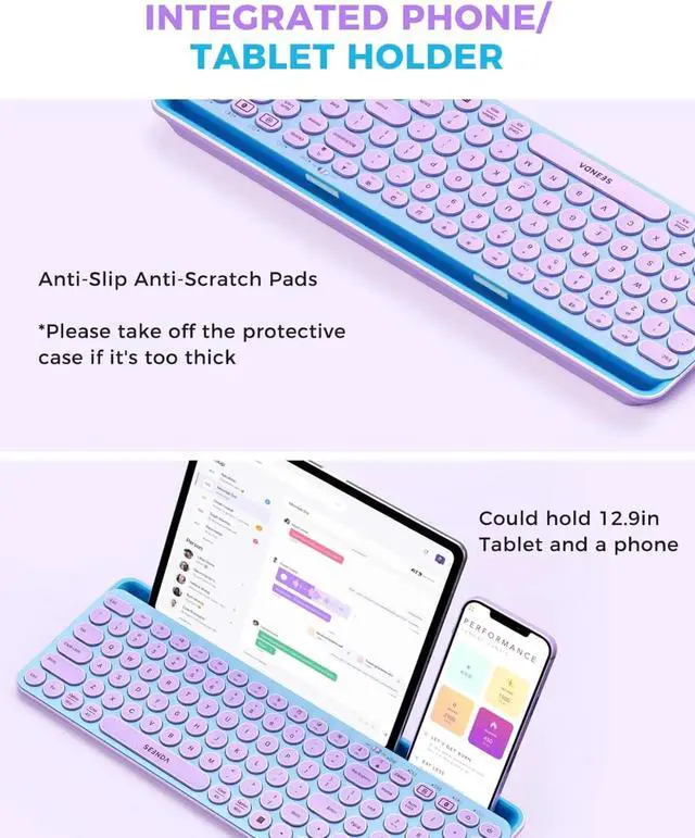 Alt view image 3 of 4 - CTU-301 Multi-Device Bluetooth + 2.4G Wireless Keyboard Mouse with Tablet Holder for MacBook/Windows Computer