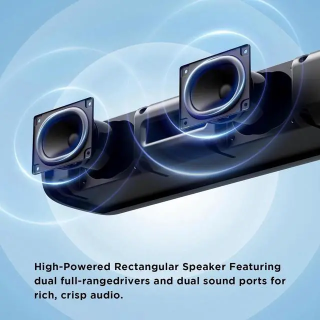Alt view image 2 of 5 - Sound Bars for Smart TV Bluetooth 5.0 Soundbar 50W 17Inch Soundbars with ARC/Optical/AUX Connection Surround