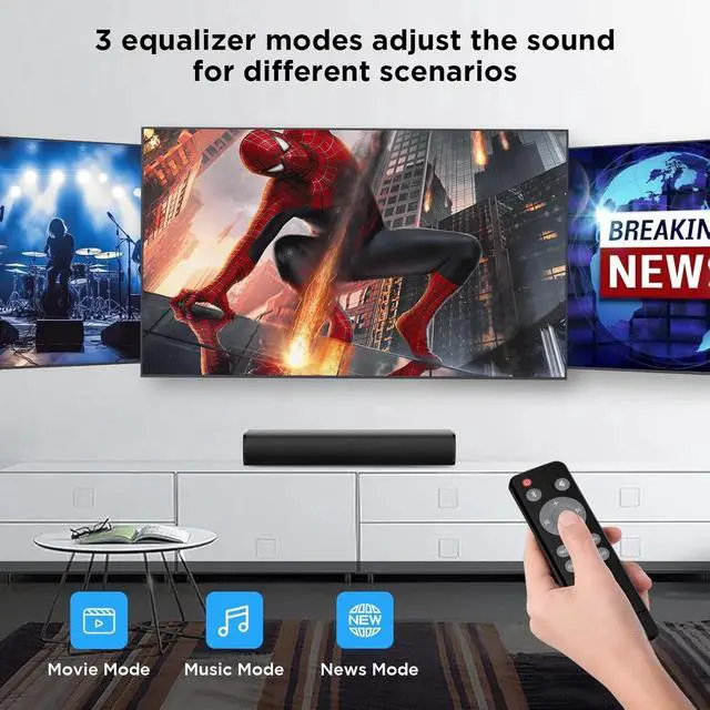 Alt view image 3 of 5 - Sound Bars for Smart TV Bluetooth 5.0 Soundbar 50W 17Inch Soundbars with ARC/Optical/AUX Connection Surround
