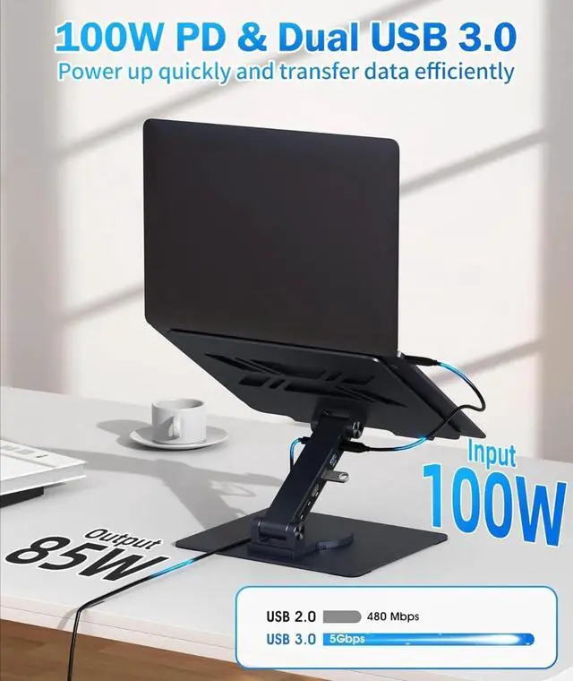 Alt view image 4 of 5 - USB-C Laptop Docking Stand, C Dock Tablet StandPD 100W, Portable Docking Station for MacBook Pro/Air/Dell/HP/Surface/Lenovo, Plug and Play