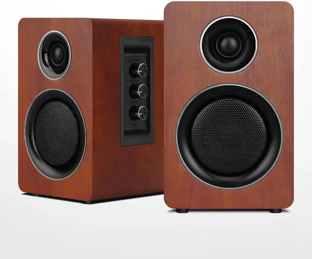 Main image of Computer Speakers for Desktop PC, Supports Bluetooth 5.3, USB-C, AUX/RCA Input for Record Player TV - Brown Stereo Set