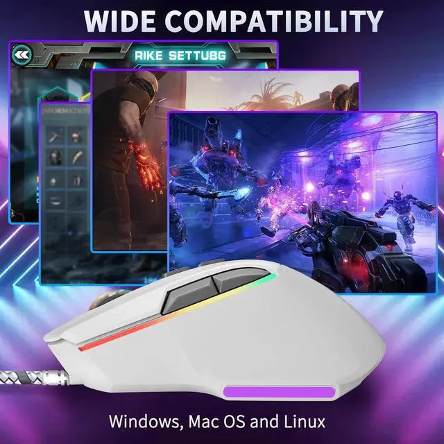 Alt view image 4 of 4 - Gaming Mouse, Wired Gaming Mouse with RGB Backlit, 7200DPI Adjustable, PC Gaming Mice with 7 rogrammable Macro Buttonsg, Ergonomic Mouse Gamer for PC, Desktop, MacLaptop, Chromebook.