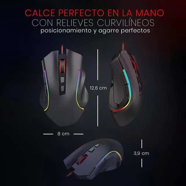 Alt view image 3 of 5 - M602 Gaming Mouse, Ergonomic RGB Gaming Mouse Wired with 7200 Adjustable DPI, 9 Programmable Buttons, Professional Software for Gamer Office [Black]