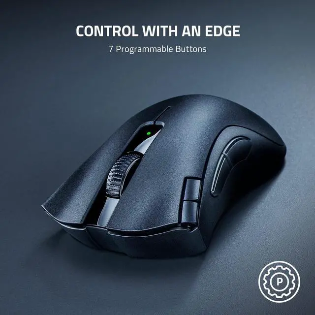 Alt view image 4 of 5 - DeathAdder V2 X HyperSpeed: Award-Winning Ergonomic Design - Ultra-Fast Wireless - 235hr Battery Life - 7 Programmable Buttons - Gen 2 Mechanical Switches - 5G 14K DPI Optical Sensor