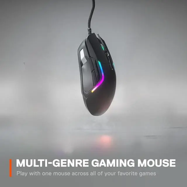 Alt view image 2 of 5 - Rival 5 Gaming Mouse with PrismSync RGB Lighting and 9 Programmable Buttons  FPS, MOBA, MMO, Battle Royale  18,000 CPI TrueMove Air Optical Sensor - Black