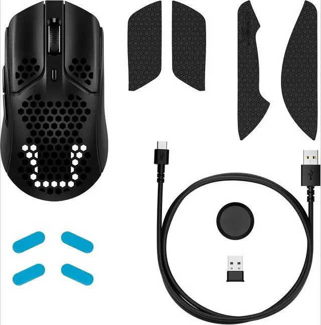 Alt view image 5 of 5 - Pulsefire Haste  Wireless Gaming Mouse  Ultra Lightweight, 61g, 100 Hour Battery Life, 2.4Ghz Wireless, Honeycomb Shell, Hex Design, Up to 16000 DPI, 6 Programmable Buttons  Black, 4P5D7AA