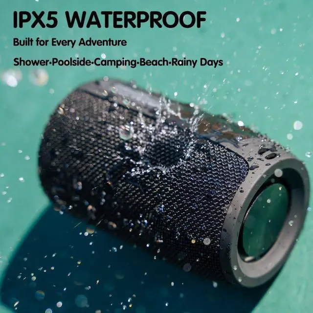Alt view image 3 of 5 - Bluetooth Speaker, MusiBaby Wireless Portable Speaker - Waterproof, Outdoor, Bluetooth 5.3, Dual Pairing, Loud Stereo, Deep Bass, 24H Playtime - Gift Ideas for Home, Party, Travel (BLK