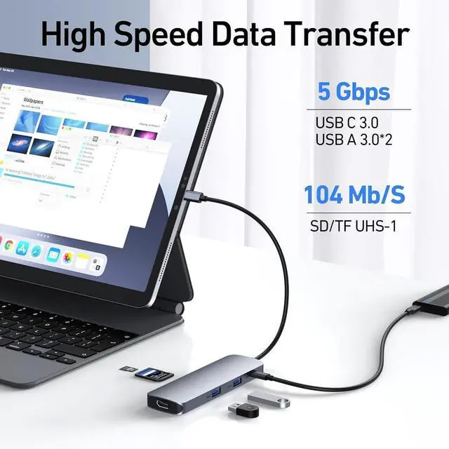 Alt view image 5 of 5 - USB C Docking Station Dual HDMI Monitor, USB C to Dual HDMI Adapter with 2HDMI Ports, PD Charging, SD/TF, USB A&C 3.0 Ports, Laptop Docking Station for Dell XPS/HP/Lenovo/Surface/Yoga etc