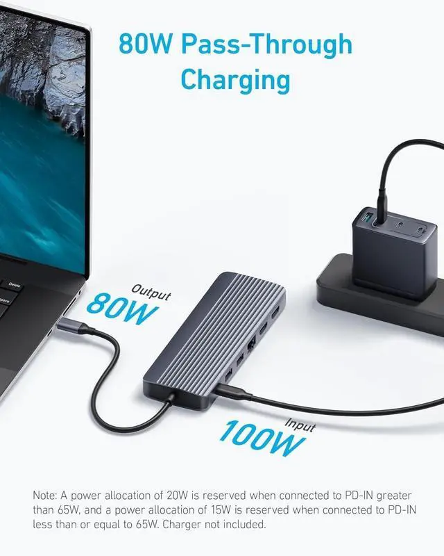 Alt view image 5 of 5 - Laptop Docking Station, 14 in 1 USB C Hub, Triple Display with 2 x 4K HDMI, 1080p VGA, 80W Power Delivery, 5Gbps USB-A/C Data Ports for Dell XPS and More (Charger not Included)
