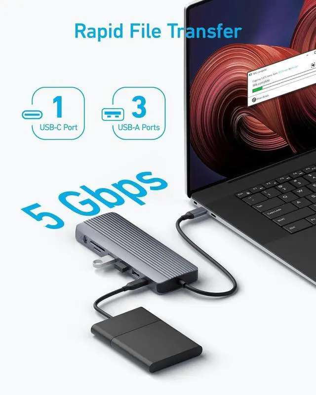 Alt view image 4 of 5 - Laptop Docking Station, 14 in 1 USB C Hub, Triple Display with 2 x 4K HDMI, 1080p VGA, 80W Power Delivery, 5Gbps USB-A/C Data Ports for Dell XPS and More (Charger not Included)