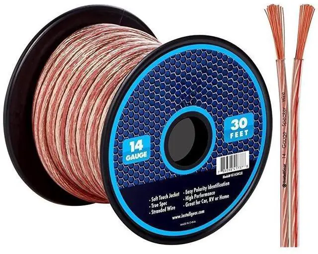 Main image of 14 Gauge AWG 30ft Speaker Wire Cable Clear