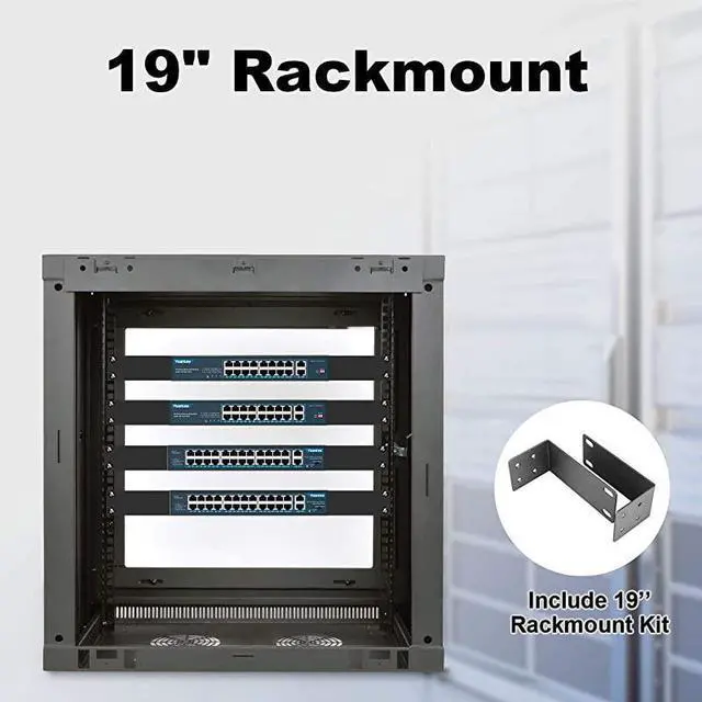 Alt view image 5 of 7 - 18 Port PoE Switch, 16 PoE+ Port 100Mbps, 2 Uplink Gigabit, 250W Built-in Power, 802.3af/at, Rackmount Unmanaged Plug and Play