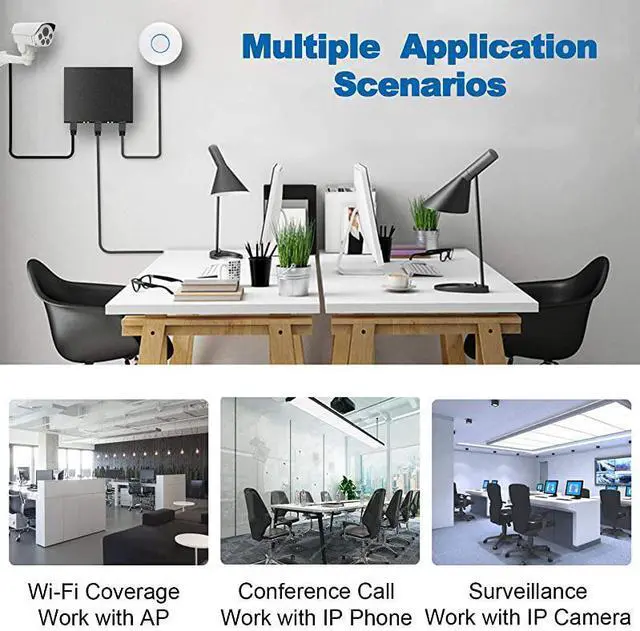 Alt view image 6 of 7 - 18 Port PoE Switch, 16 PoE+ Port 100Mbps, 2 Uplink Gigabit, 250W Built-in Power, 802.3af/at, Rackmount Unmanaged Plug and Play