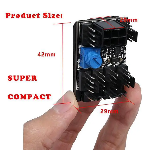 Alt view image 6 of 7 - for3 Pin 4 Pin Fan Adapter PWM PC Chassis Cooling Fan Hub 8 Way Splitter 12V Speed Controller with 6 Pin Power Port