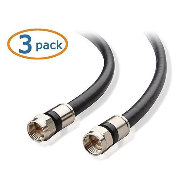Alt view image 2 of 4 - 3Pack CL2 inWall Rated cm Quad Shielded Coaxial RG6 Coax in Black 6 Feet