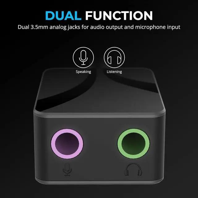 Alt view image 3 of 5 - USB to 3.5mm Jack Audio Adapter, USB to Headphone Jack Adapter Sound Card, Upgrade to 24-Bit 96Khz for a deep Sound Quality (AU-UCMA)