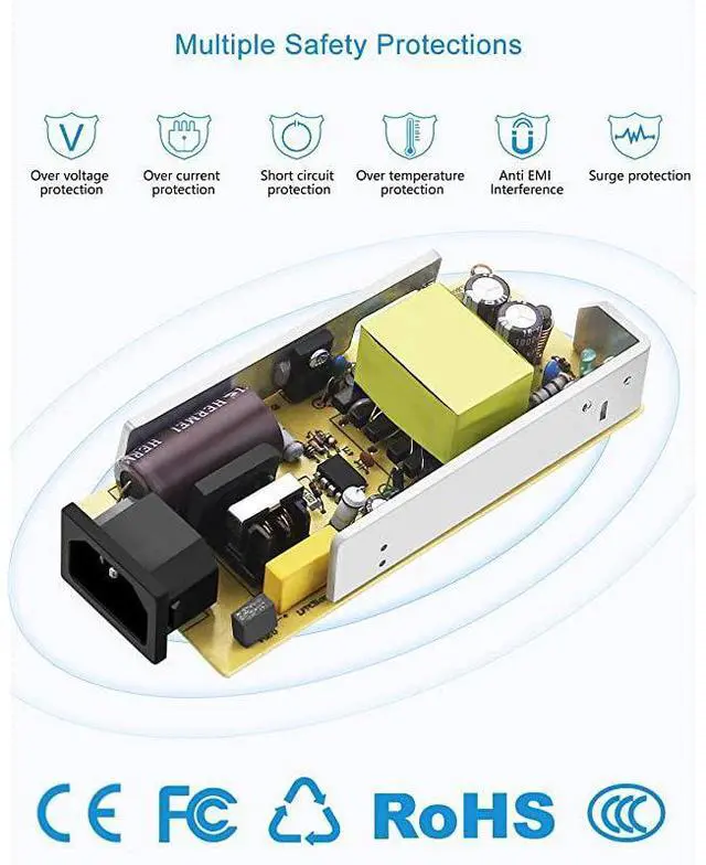 Alt view image 5 of 7 - 24V DC Power Supply 2A 48W ACDC Adapter 100~240V AC to DC 24 Volt 2 Amp Converter 24 vdc 2000mA 18A 15A 13A 12A with 55mmx 25mm 21mm Plug for LED Strip Light CCTV Camera DC Pump Fan
