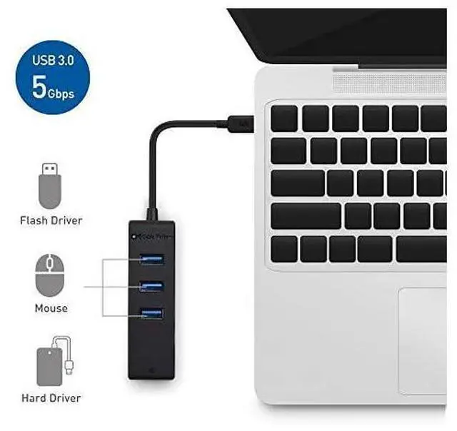 Alt view image 4 of 7 - FOR 3 Port USB C Hub with Ethernet USB C to Ethernet Hub Thunderbolt 3 Port Compatible with MacBook Pro Dell XPS 13 15 HP Spectre x360 Surface Pro Lenovo Yoga 910 and More