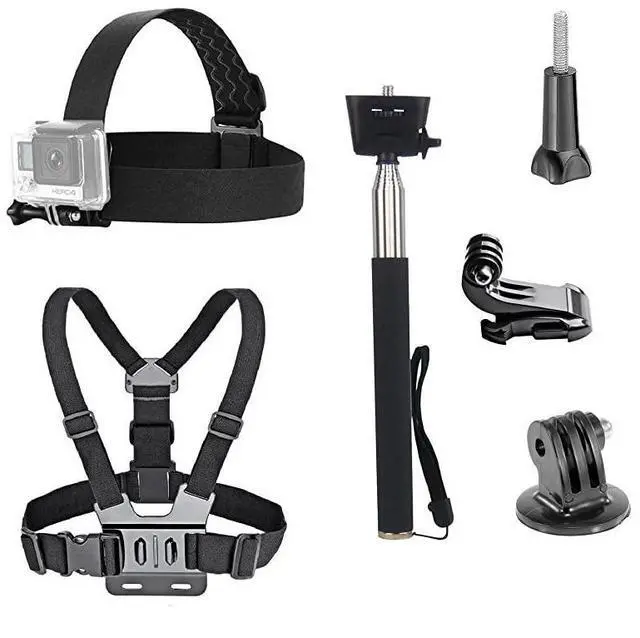 Main image of for3 in 1 Universal Waterproof Action Camera Accessories Bundle Kit Head Strap MountChest HarnessSelfie stick Compatible with Gopro Hero 7 6 5AKASO EK7000APEMANODRVMCrosstour Action Camera