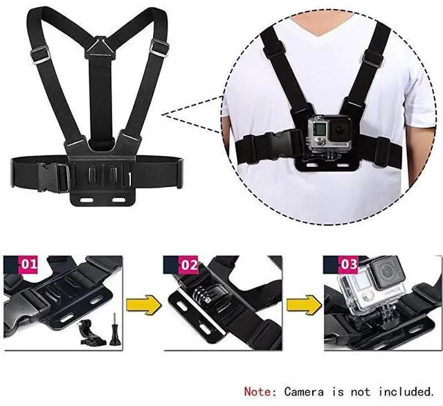 Alt view image 4 of 7 - for3 in 1 Universal Waterproof Action Camera Accessories Bundle Kit Head Strap MountChest HarnessSelfie stick Compatible with Gopro Hero 7 6 5AKASO EK7000APEMANODRVMCrosstour Action Camera