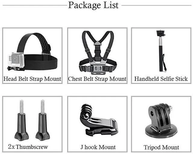 Alt view image 7 of 7 - for3 in 1 Universal Waterproof Action Camera Accessories Bundle Kit Head Strap MountChest HarnessSelfie stick Compatible with Gopro Hero 7 6 5AKASO EK7000APEMANODRVMCrosstour Action Camera