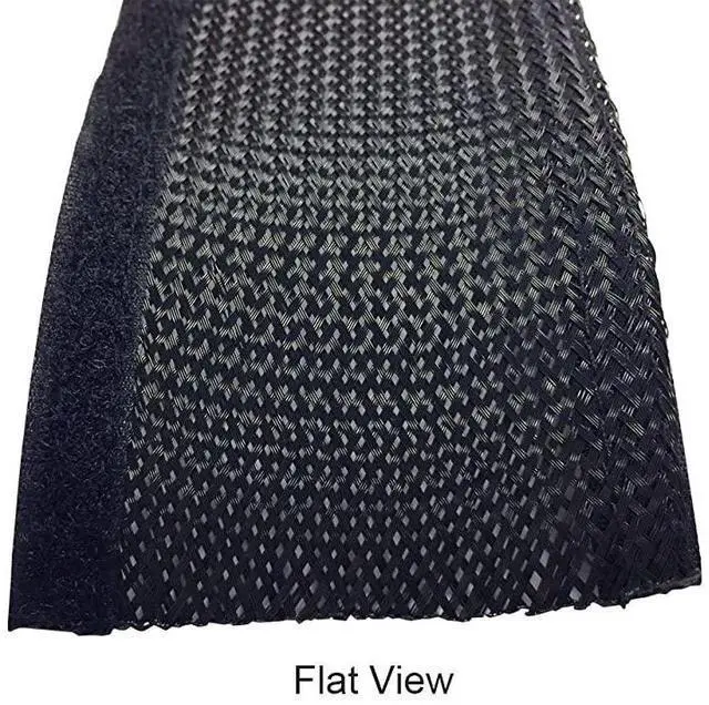 Alt view image 4 of 4 - 3 Side Entry Cable Wrap Braided Sleeving with Hook Loop Fastener 10 Feet Black