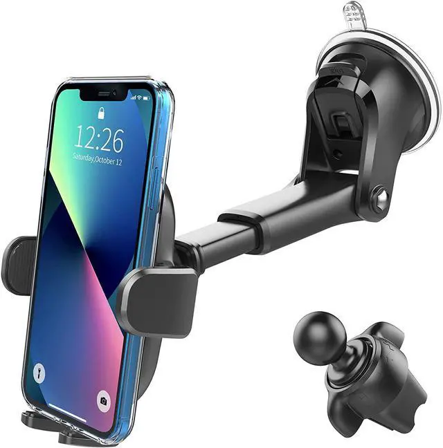 Main image of for3-in-1 Suction Cup Phone Holder Windshield/Dashboard/Air Vent Oqtiq Dashboard & Windshield Suction Cup Car Phone Mount with Strong Sticky Gel Pad Compatible with iPhone Samsung & Other Cellphone
