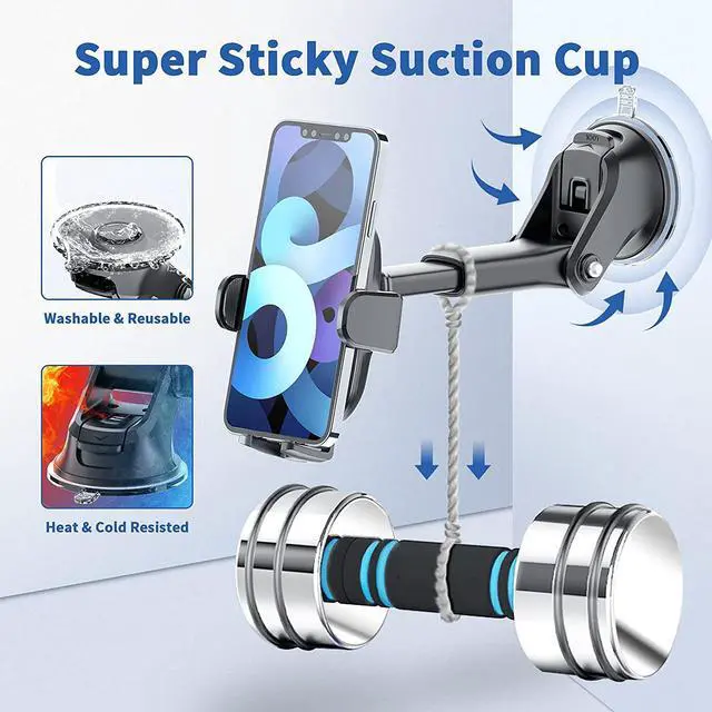 Alt view image 3 of 7 - for3-in-1 Suction Cup Phone Holder Windshield/Dashboard/Air Vent Oqtiq Dashboard & Windshield Suction Cup Car Phone Mount with Strong Sticky Gel Pad Compatible with iPhone Samsung & Other Cellphone