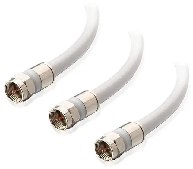 Main image of 3Pack CL2 inWall Rated cm Quad Shielded Coaxial RG6 Coax in White 6 Feet
