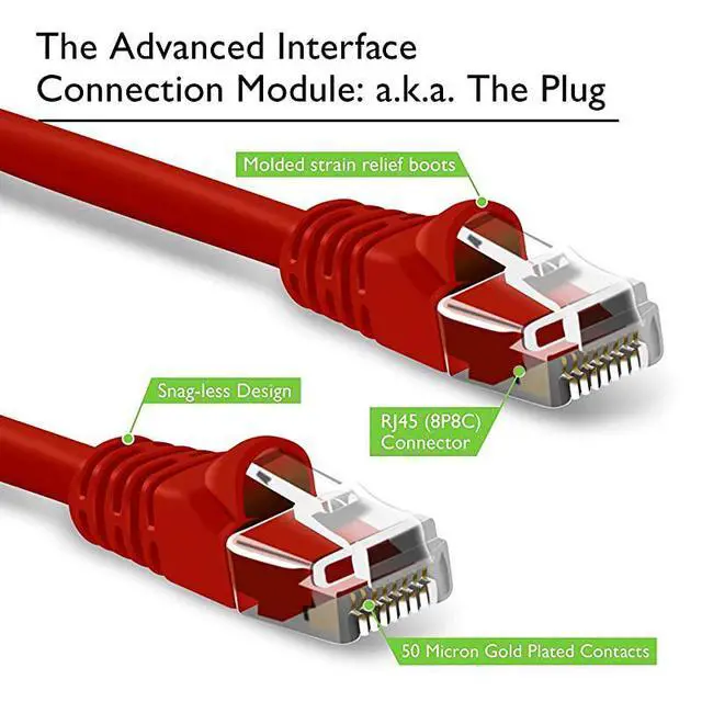 Alt view image 2 of 5 - 20 Pack Cat 6 Ethernet Cable Cat6 Snagless Patch 1 Foot Computer LAN Network Cord Red