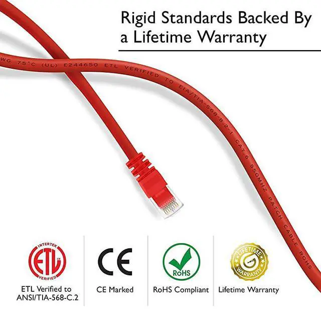 Alt view image 3 of 5 - 20 Pack Cat 6 Ethernet Cable Cat6 Snagless Patch 1 Foot Computer LAN Network Cord Red