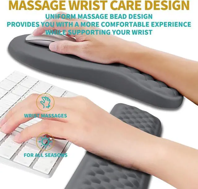 Alt view image 3 of 6 - 2 in 1 Ergonomic Mouse Pad Wrist Support & Wrist Rest for Computer Keyboard Set, with Relieve Carpal Tunnel Pain Massage Bulge and Full Memory Gel Design (2In1 Set, Dark Gray)