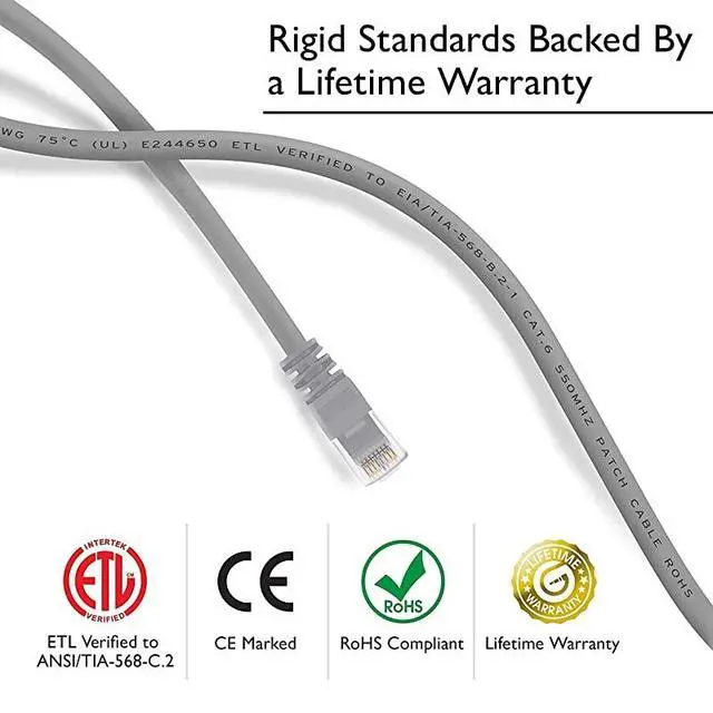 Alt view image 3 of 6 - 20 Pack Cat 6 Ethernet Cable Cat6 Snagless Patch 1 Foot Computer LAN Network Cord Gray