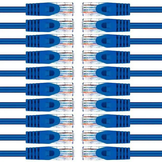 Main image of FOR-20Pack Cat6 Patch Cable 7 Feet Cat 6 Ethernet Cable Snagless Flexible Soft Tab Preimum Series Blue