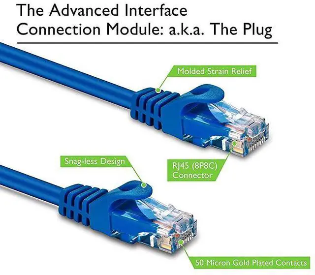 Alt view image 2 of 6 - FOR-20Pack Cat6 Patch Cable 7 Feet Cat 6 Ethernet Cable Snagless Flexible Soft Tab Preimum Series Blue