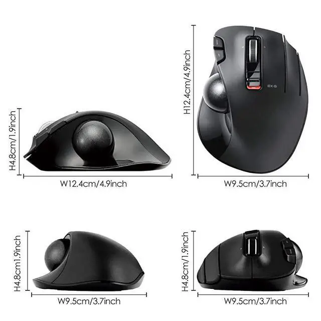 Alt view image 7 of 7 - 2.4GHz Wireless Thumb-Operated Trackball Mouse, 6-Button Function with Smooth Tracking, Precision Optical Gaming Sensor (M-XT3DRBK), Black