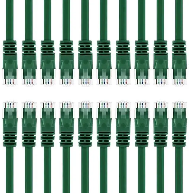 Main image of 20 Pack Cat 6 Ethernet Cable Cat6 Snagless Patch 1 Foot Computer LAN Network Cord Green